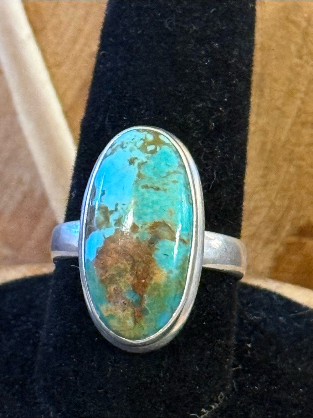 Sterling Silver Royston Turquoise Oval Statement Ring - Size 9